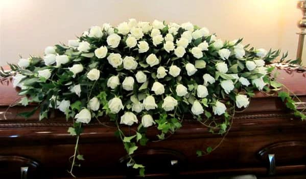 White Rose Casket Spray