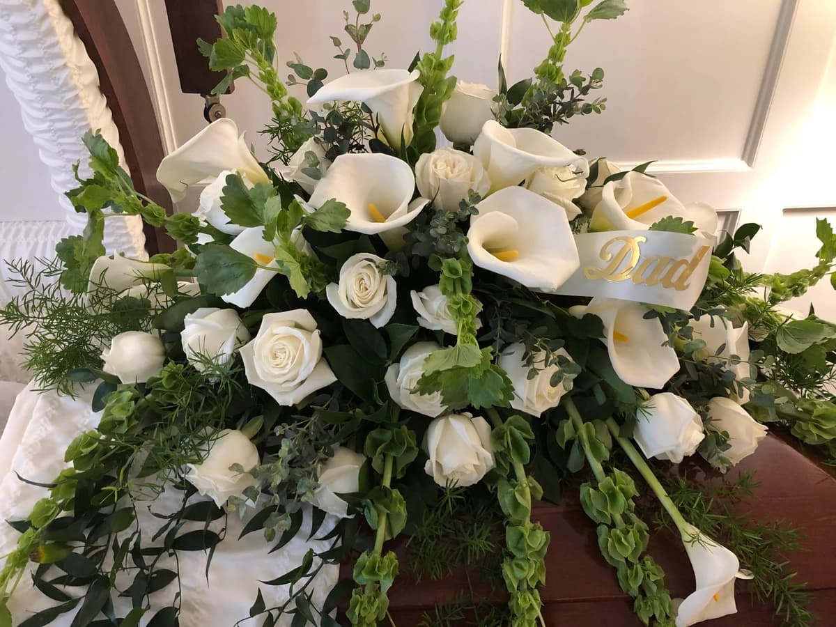 Elegant White Casket Spray