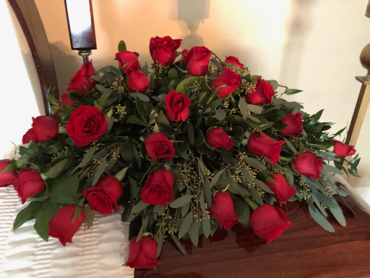 Classic Red Rose Casket Spray