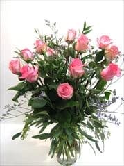One Dozen Pink Roses
