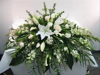 Peaceful White Casket Spray