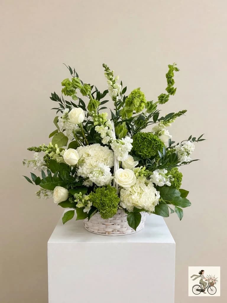 This clean, serene palette provides a comforting and deeply respectful presence for a chapel service or funeral home viewing.