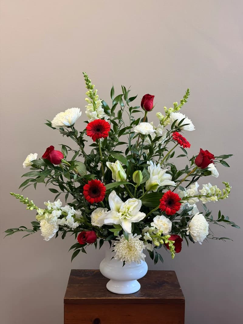 Red and White Urn