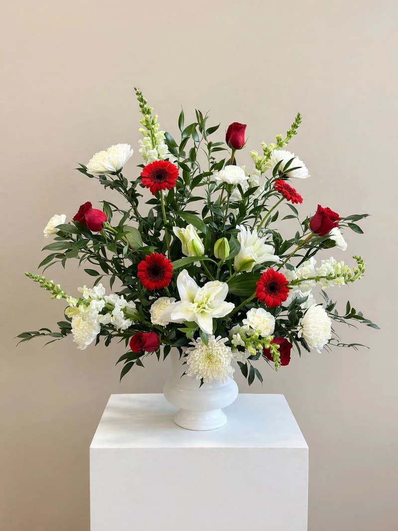Red and White Urn