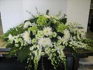 White and Green Casket Spray
