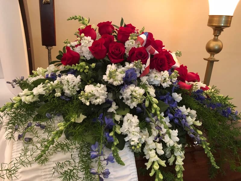 Red, White and Blue Casket Spray