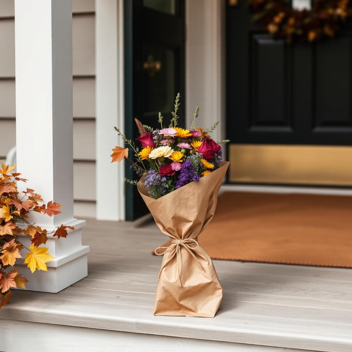 Flowers being carried out for local delivery.